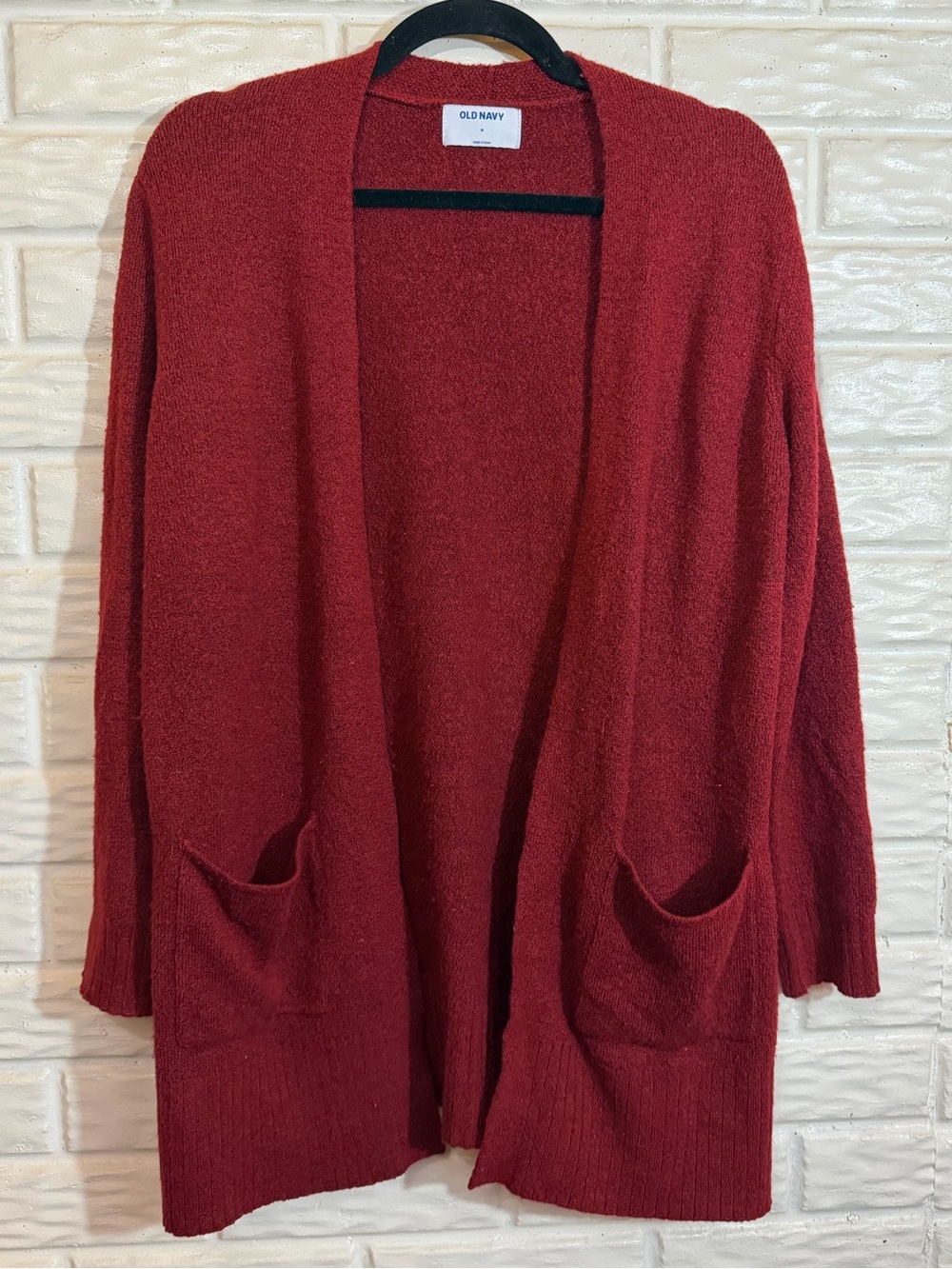 Old Navy Burgundy Red Longline Open Front Cardigan Sweater M